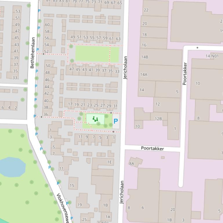 Kaart van de Jericholaan.