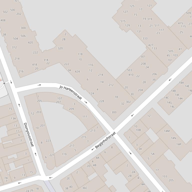 Kaart van de Jo Hansenstraat.