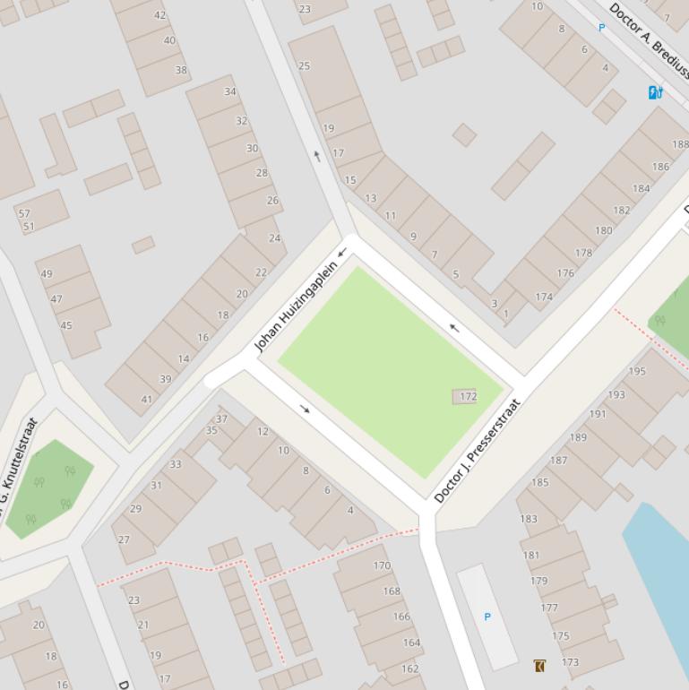 Kaart van het Johan Huizingaplein.