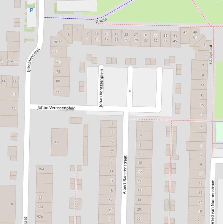 Kaart van het Johan Verassenplein.