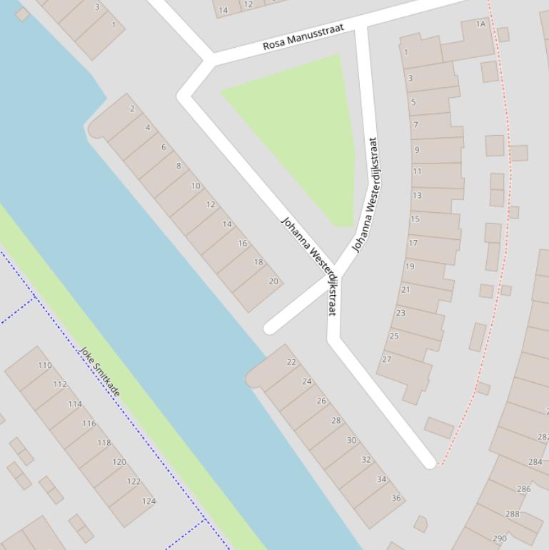 Kaart van de Johanna Westerdijkstraat.