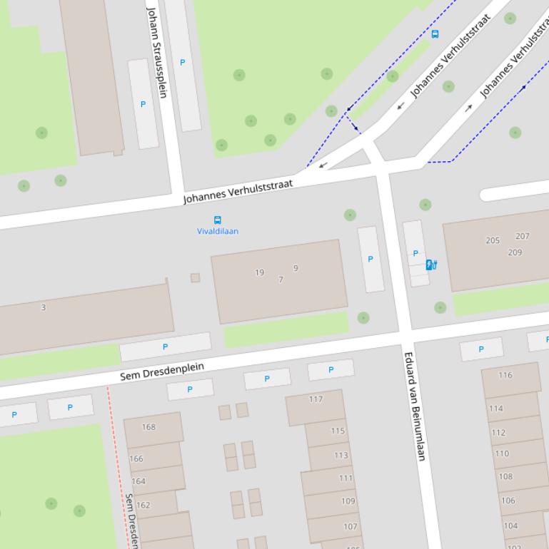 Kaart van de Johannes Verhulststraat.