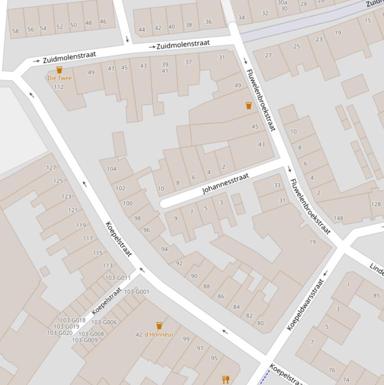 Kaart van de Johannesstraat.