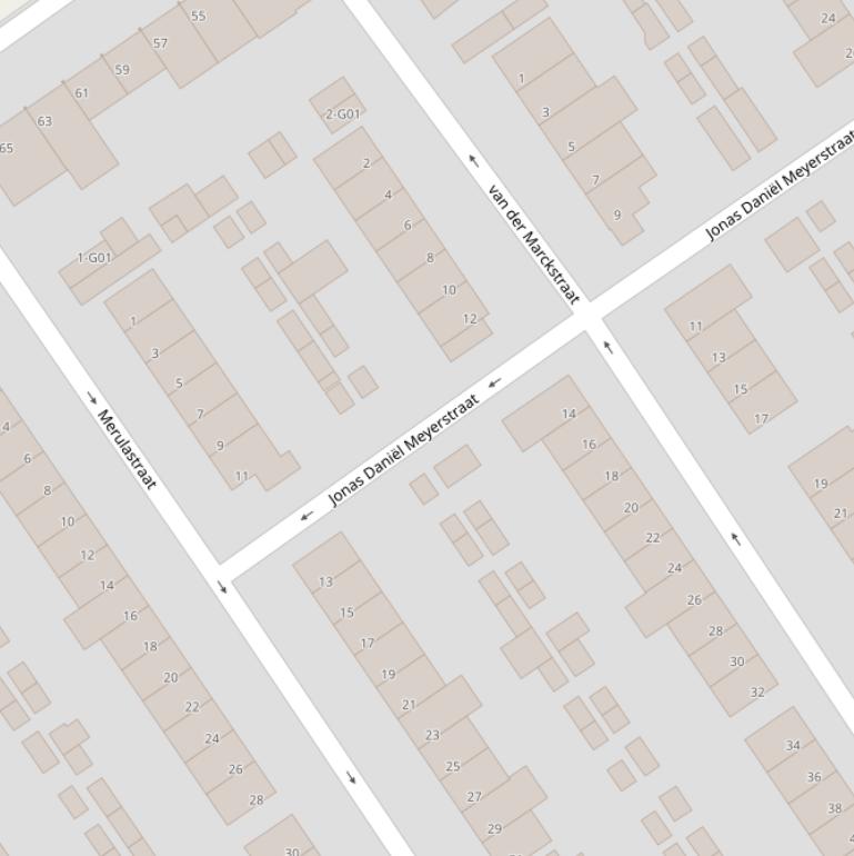 Kaart van de Jonas Daniël Meyerstraat.