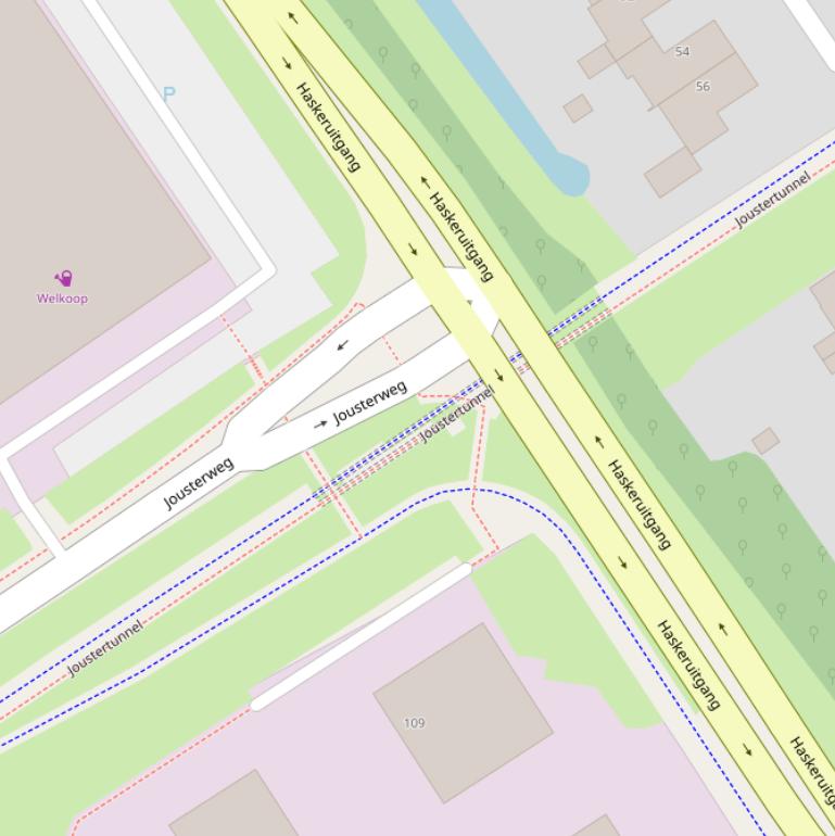 Kaart van de Joustertunnel.