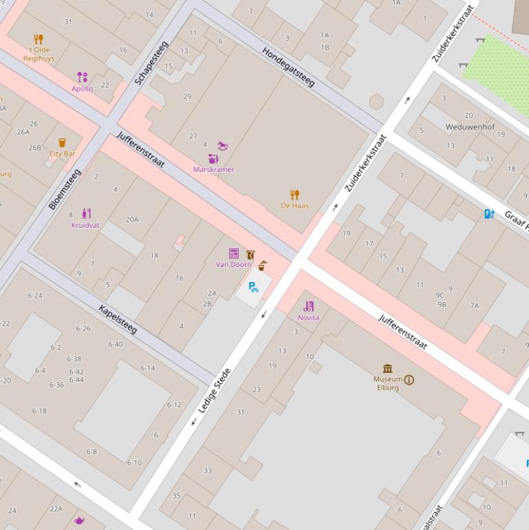 Kaart van de Jufferenstraat.