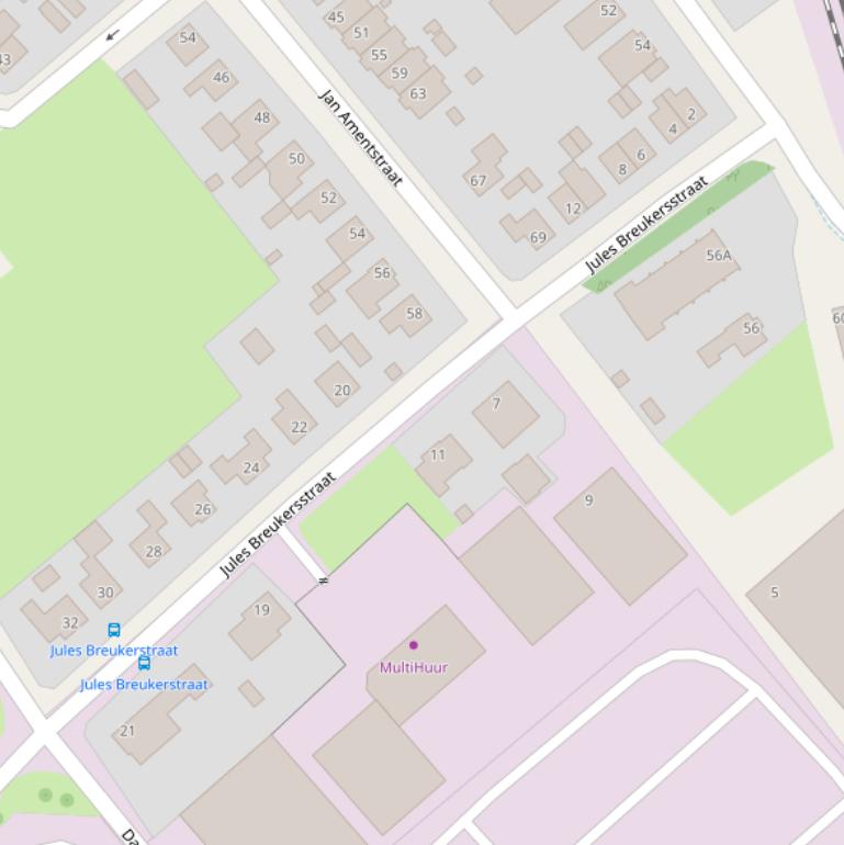 Kaart van de Jules Breukersstraat.