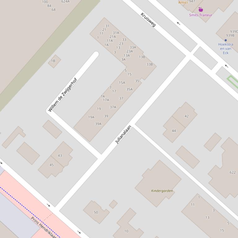 Kaart van de Julianalaan.