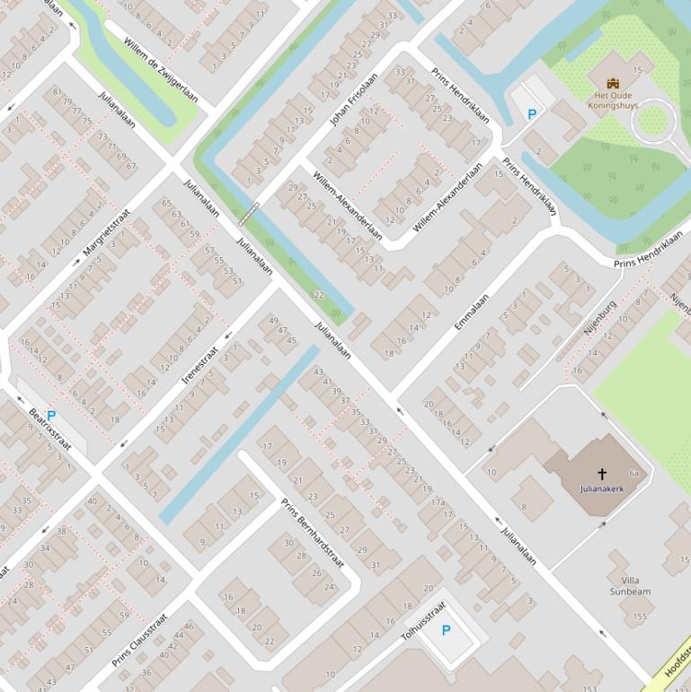 Kaart van de Julianalaan.