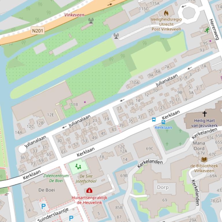 Kaart van de Julianalaan.