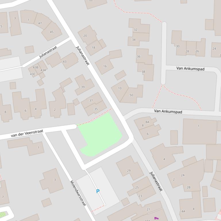 Kaart van de Julianastraat.