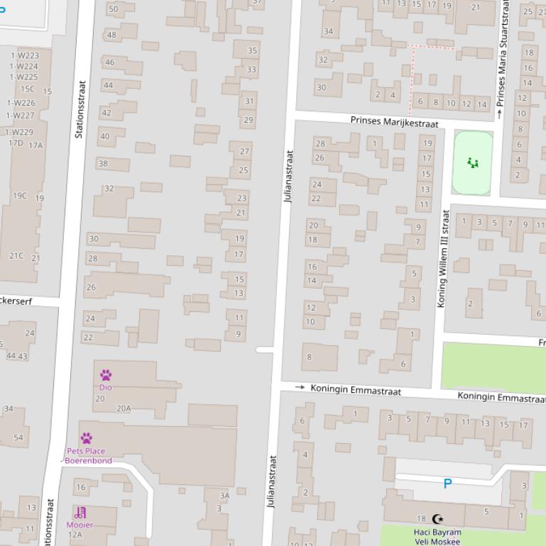 Kaart van de Julianastraat.