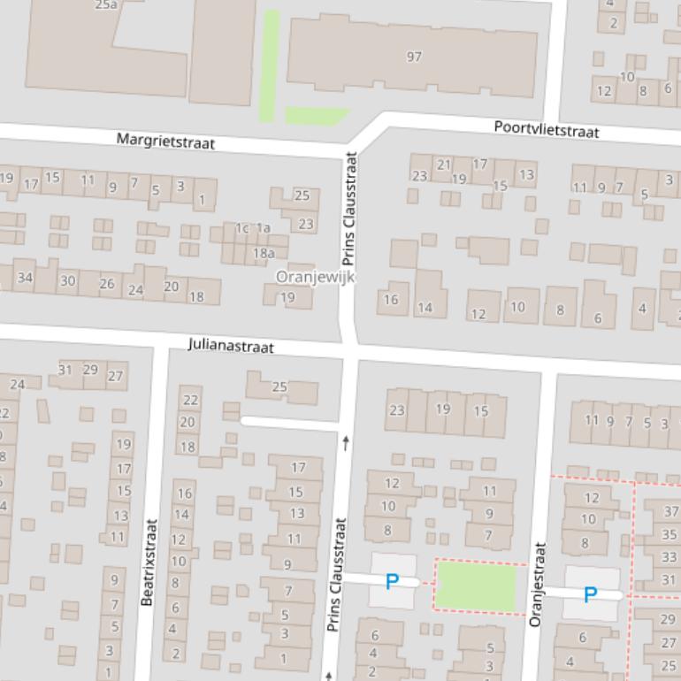 Kaart van de Julianastraat.