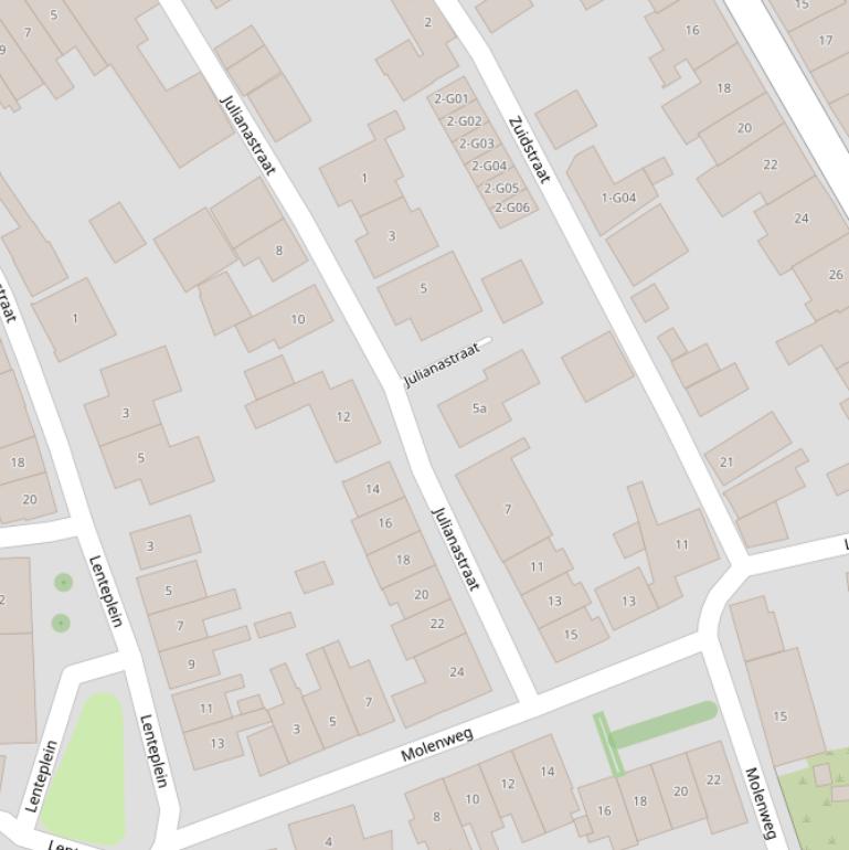 Kaart van de Julianastraat.