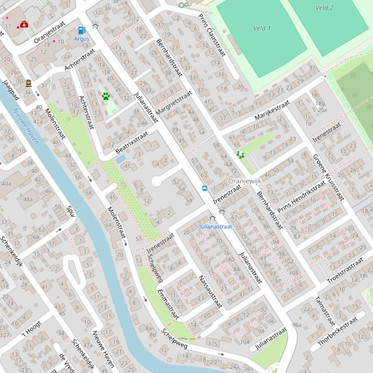 Kaart van de Julianastraat.