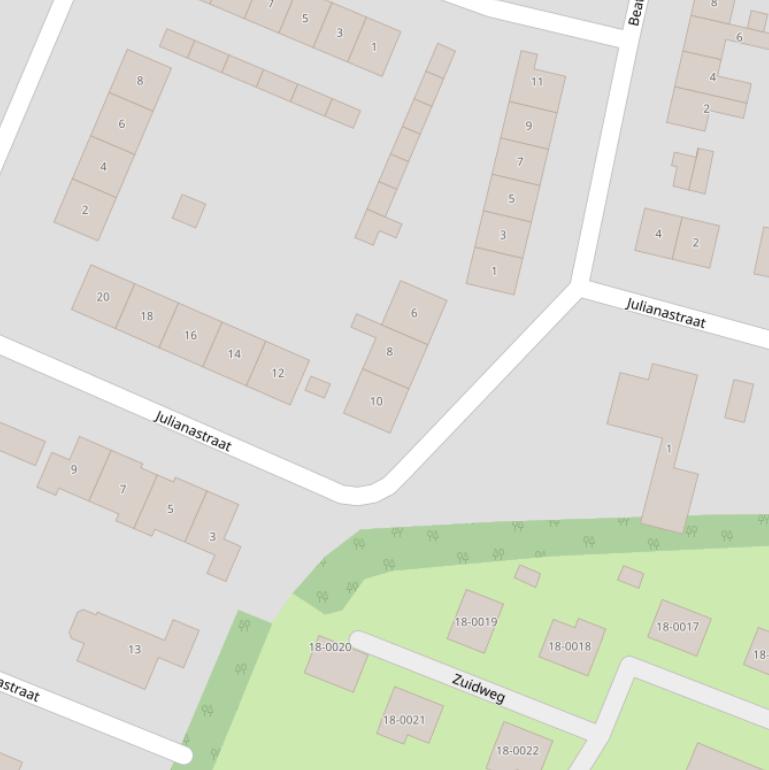 Kaart van de Julianastraat.