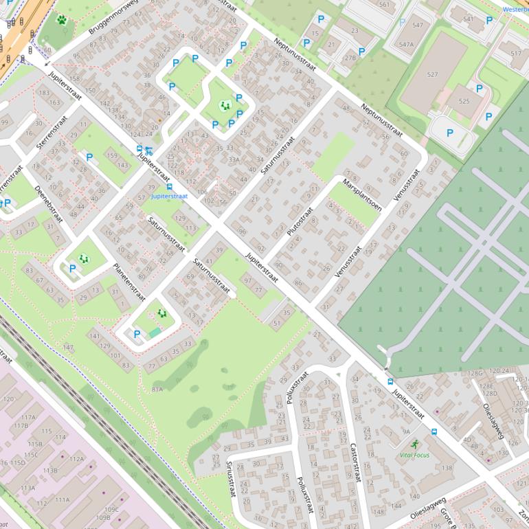 Kaart van de Jupiterstraat.