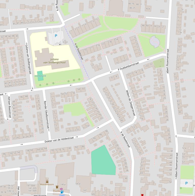 Kaart van  K de Raadstraat.