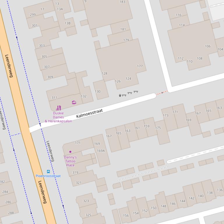 Kaart van de Kalmoesstraat.