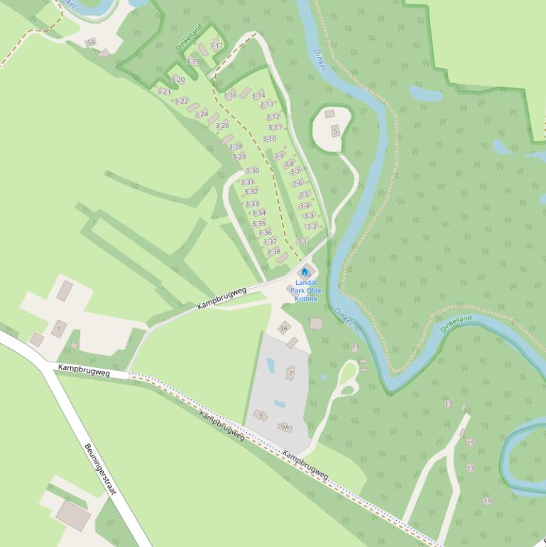 Kaart van de Kampbrugweg.