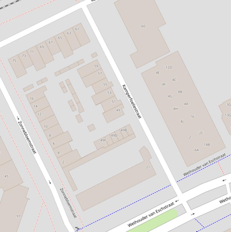 Kaart van de Kamperfoeliestraat.