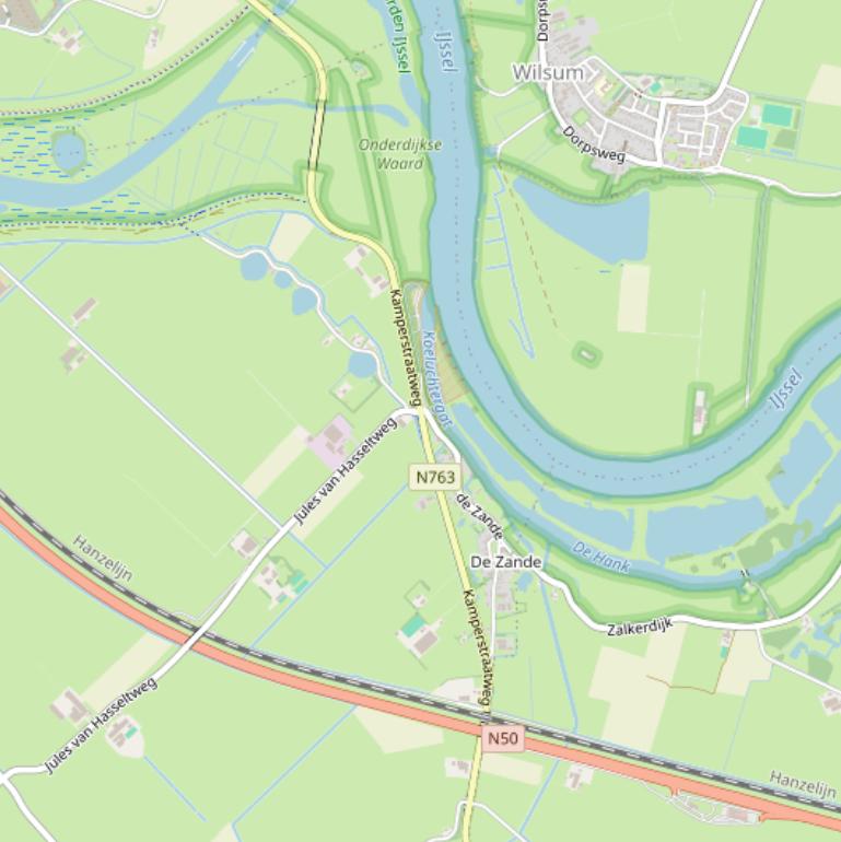 Kaart van de Kamperstraatweg.