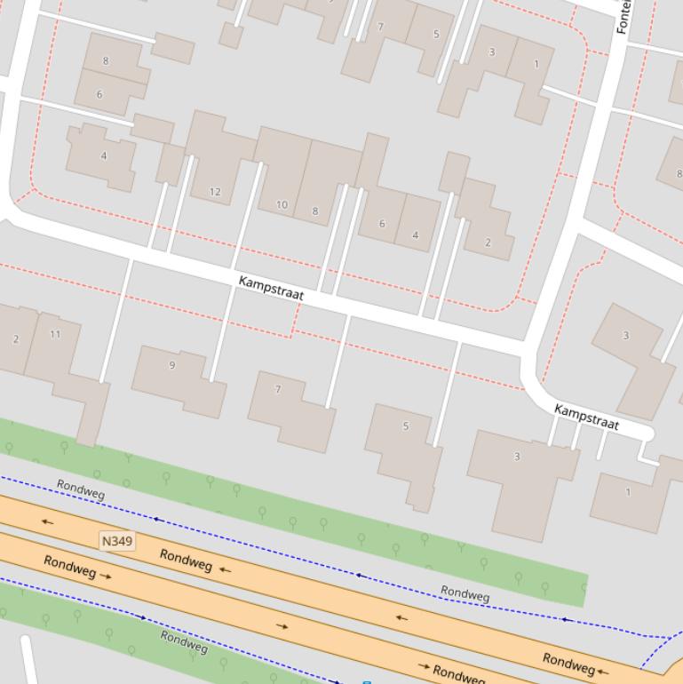 Kaart van de Kampstraat.