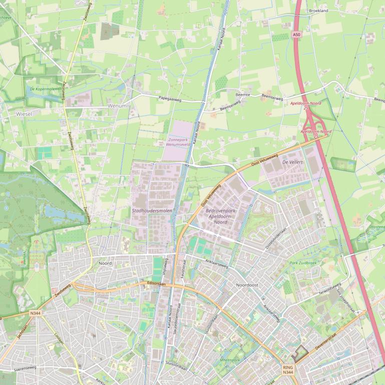 Kaart van  Kanaal Noord.