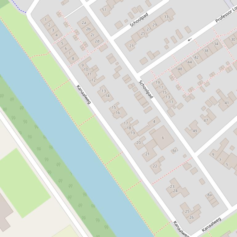 Kaart van de Kanaalweg.