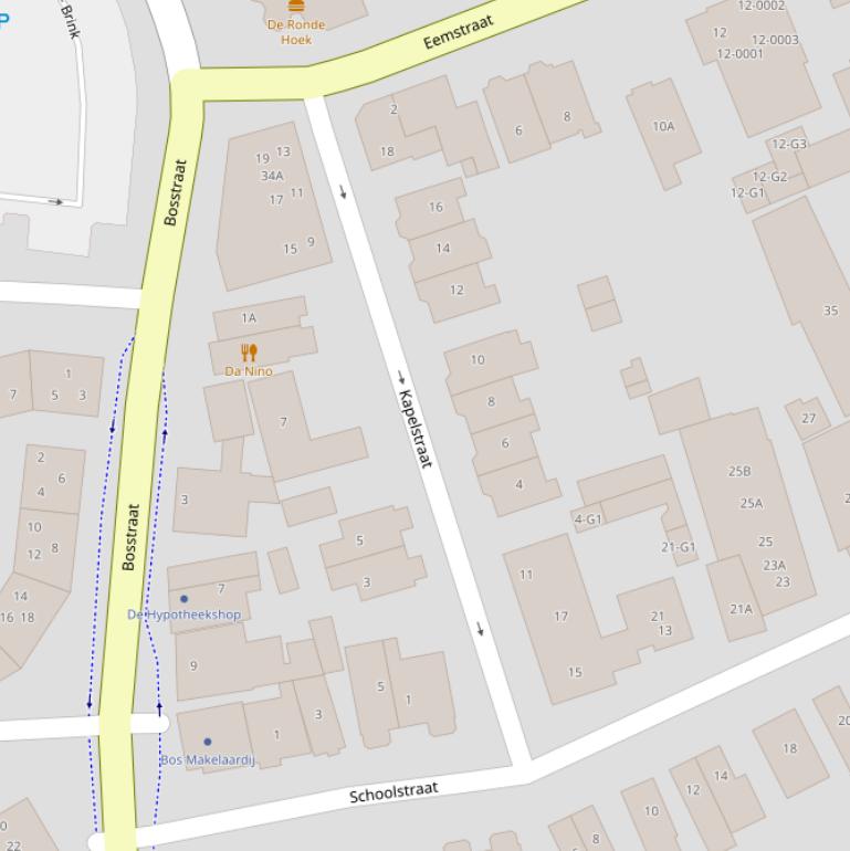 Kaart van de Kapelstraat.