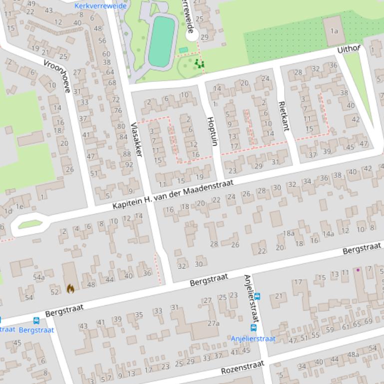 Kaart van de Kapitein H. van der Maadenstraat.