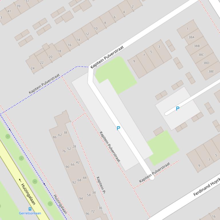 Kaart van de Kapitein Pulverstraat.