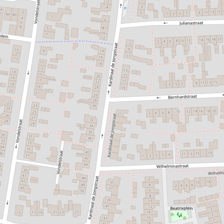 Kaart van  Kardinaal de Jongstraat.