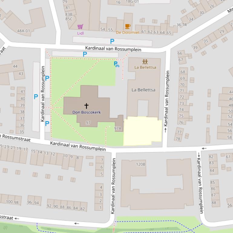 Kaart van het Kardinaal van Rossumplein.