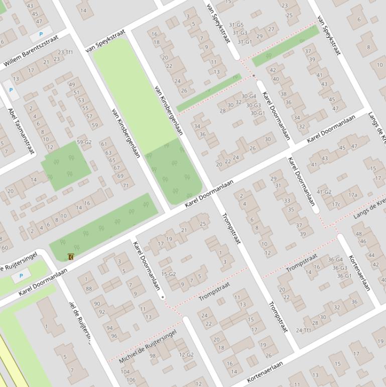 Kaart van de Karel Doormanlaan.