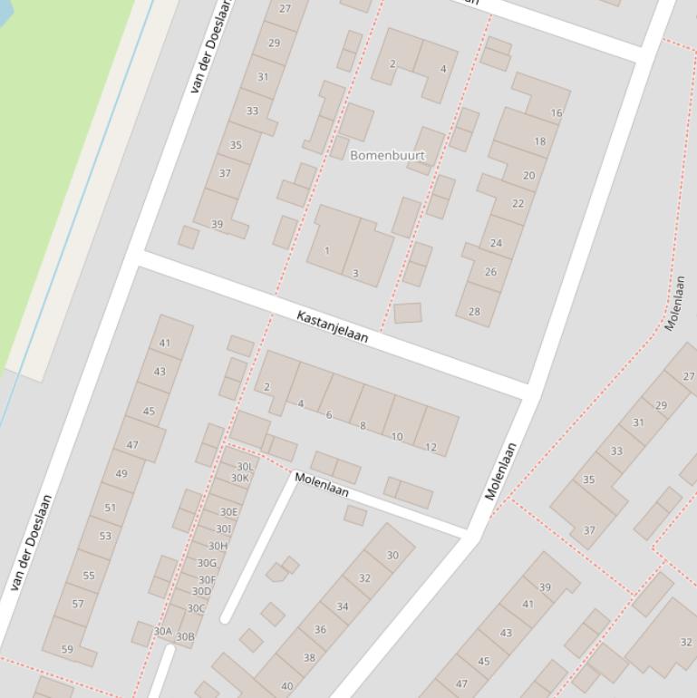 Kaart van de Kastanjelaan.