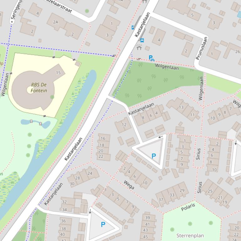 Kaart van de Kastanjelaan.