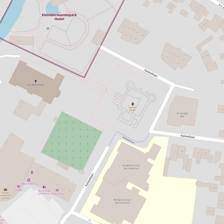 Kaart van de Kasteellaan.