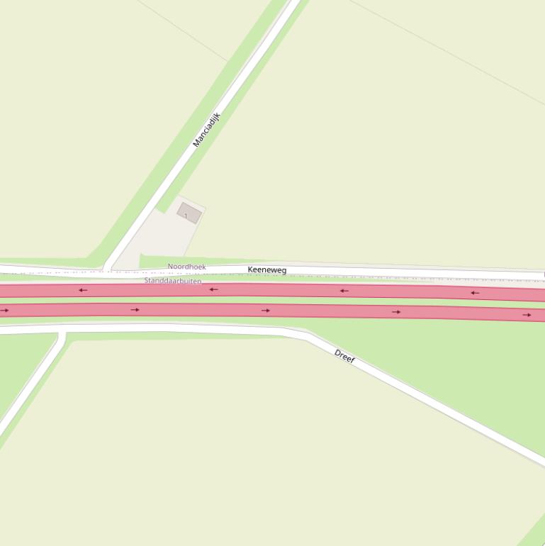 Kaart van de Keeneweg.