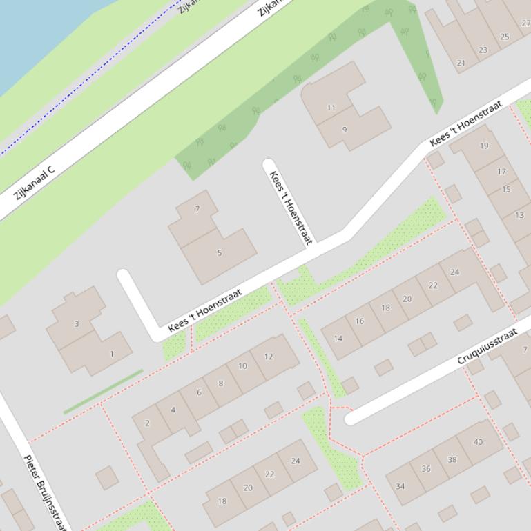 Kaart van de Kees ’t Hoenstraat.