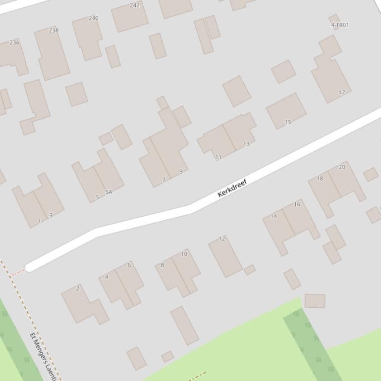 Kaart van de Kerkdreef.