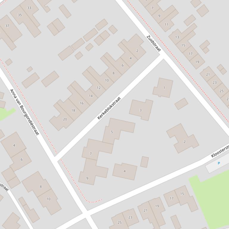 Kaart van de Kerkeblokstraat.