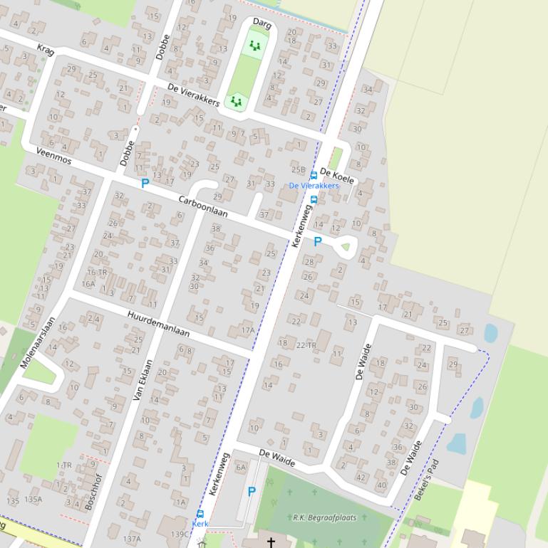 Kaart van de Kerkenweg.