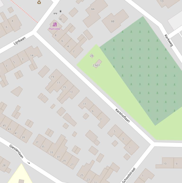 Kaart van de Kerkhoflaan.