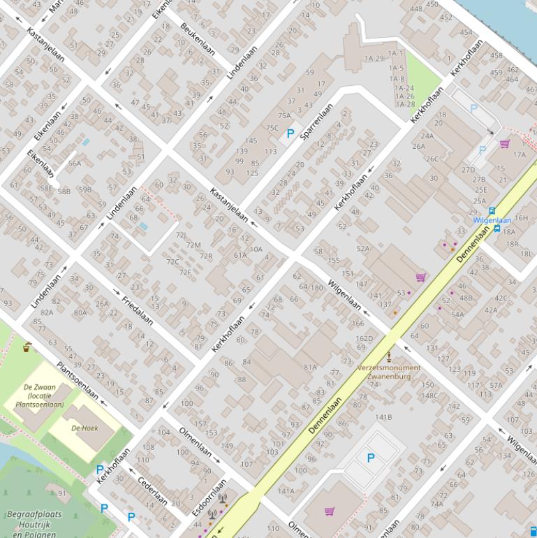 Kaart van de Kerkhoflaan.