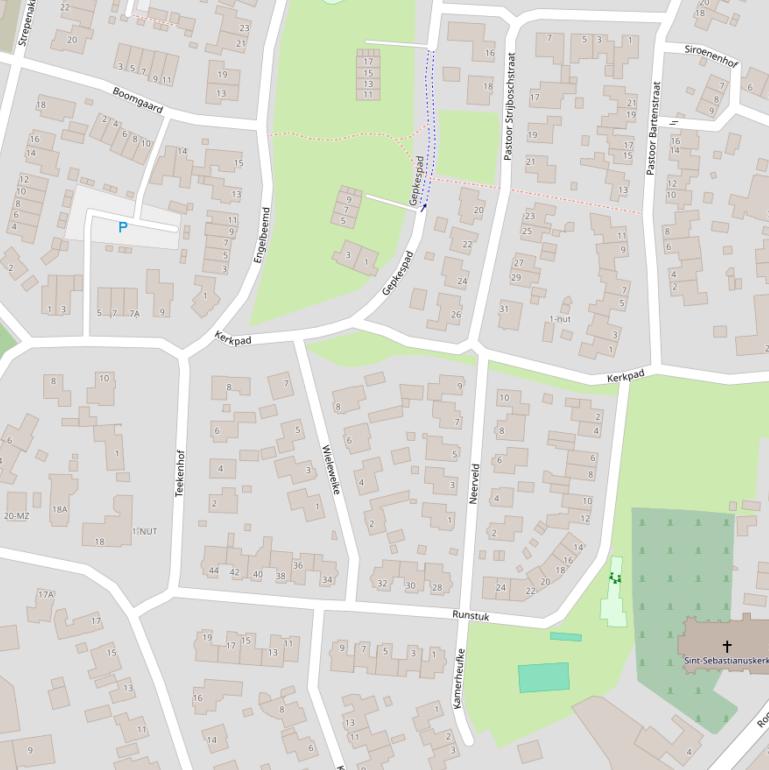 Kaart van het Kerkpad.