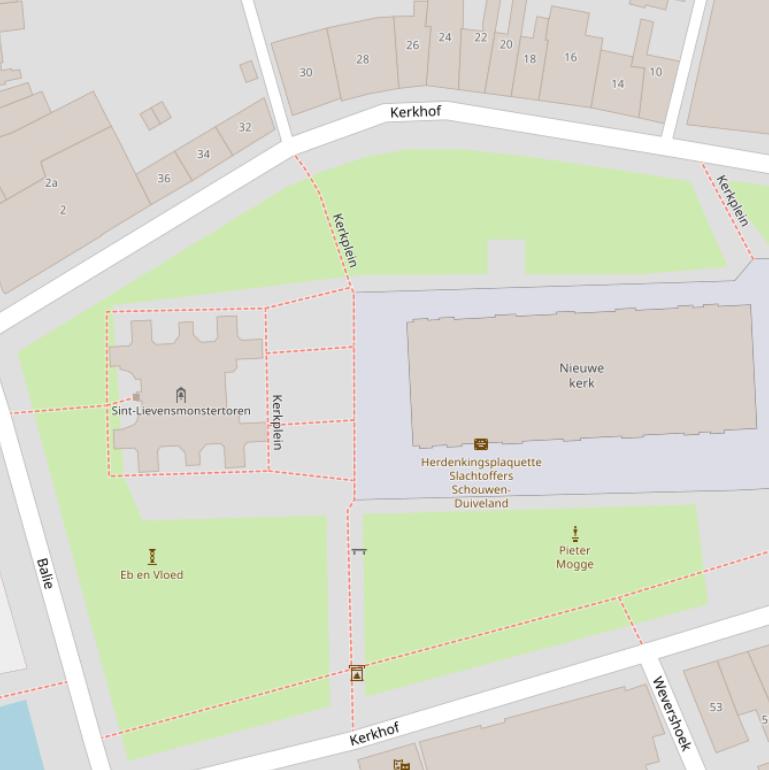 Kaart van het Kerkplein.