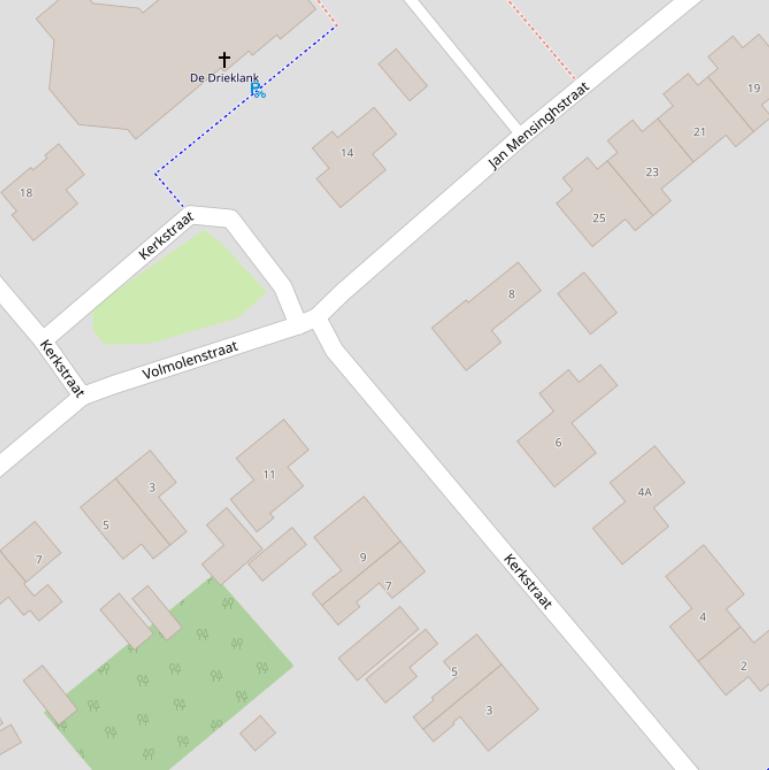 Kaart van de Kerkstraat.