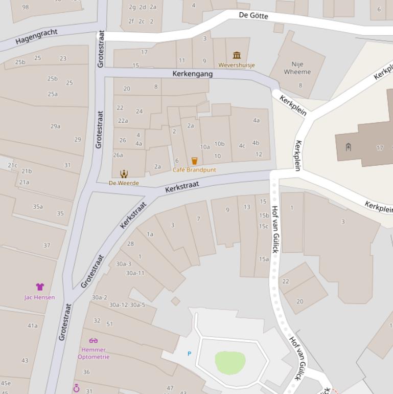 Kaart van de Kerkstraat.