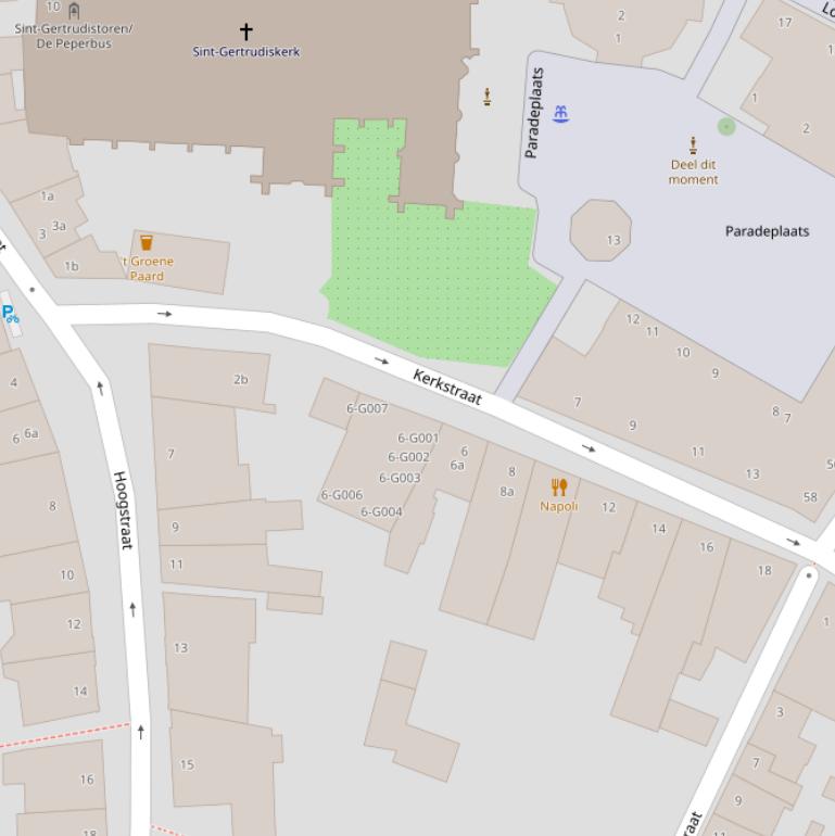 Kaart van de Kerkstraat.